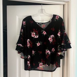 Express Black Floral Top
